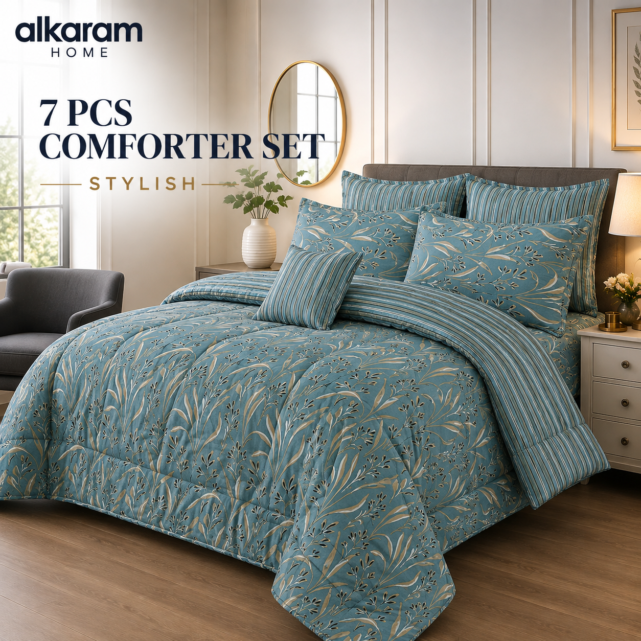 7Pcs Comforter Set King Size Design KCC 674