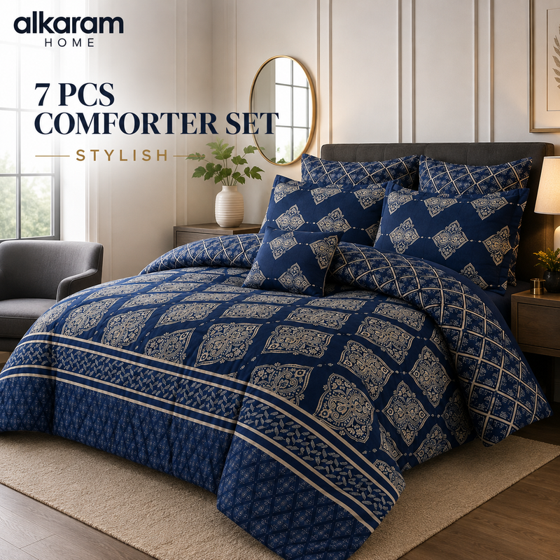 7Pcs Comforter Set King Size Design KCC 673
