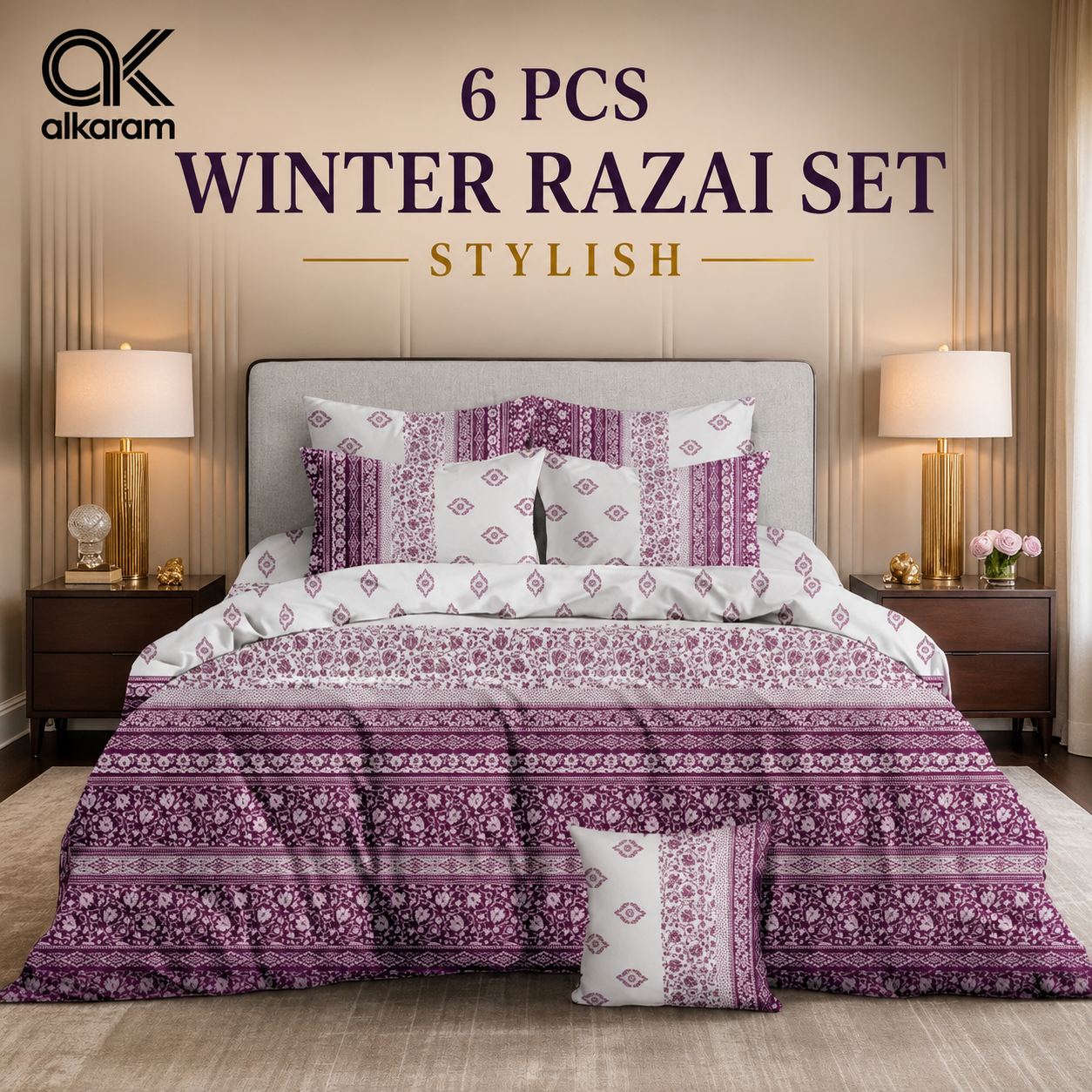 Winter Quilt/Razai set (Heavy Polyester Filling) AKR-113