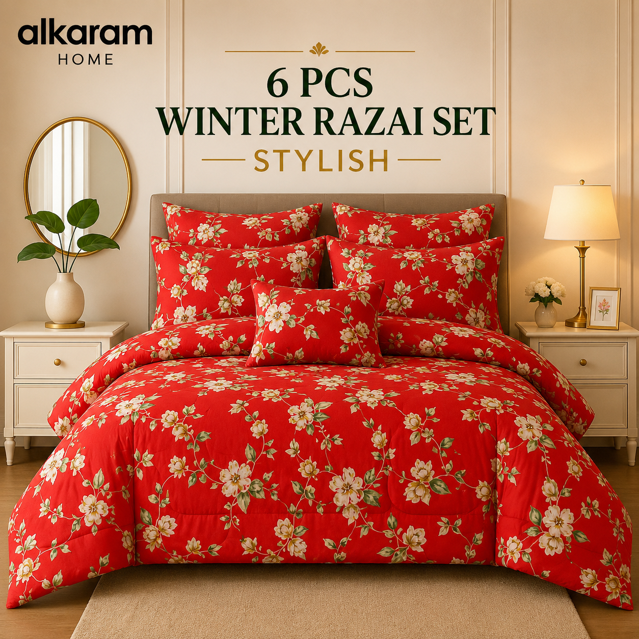 Winter Quilt/Razai set (Heavy Polyester Filling) AKR-106