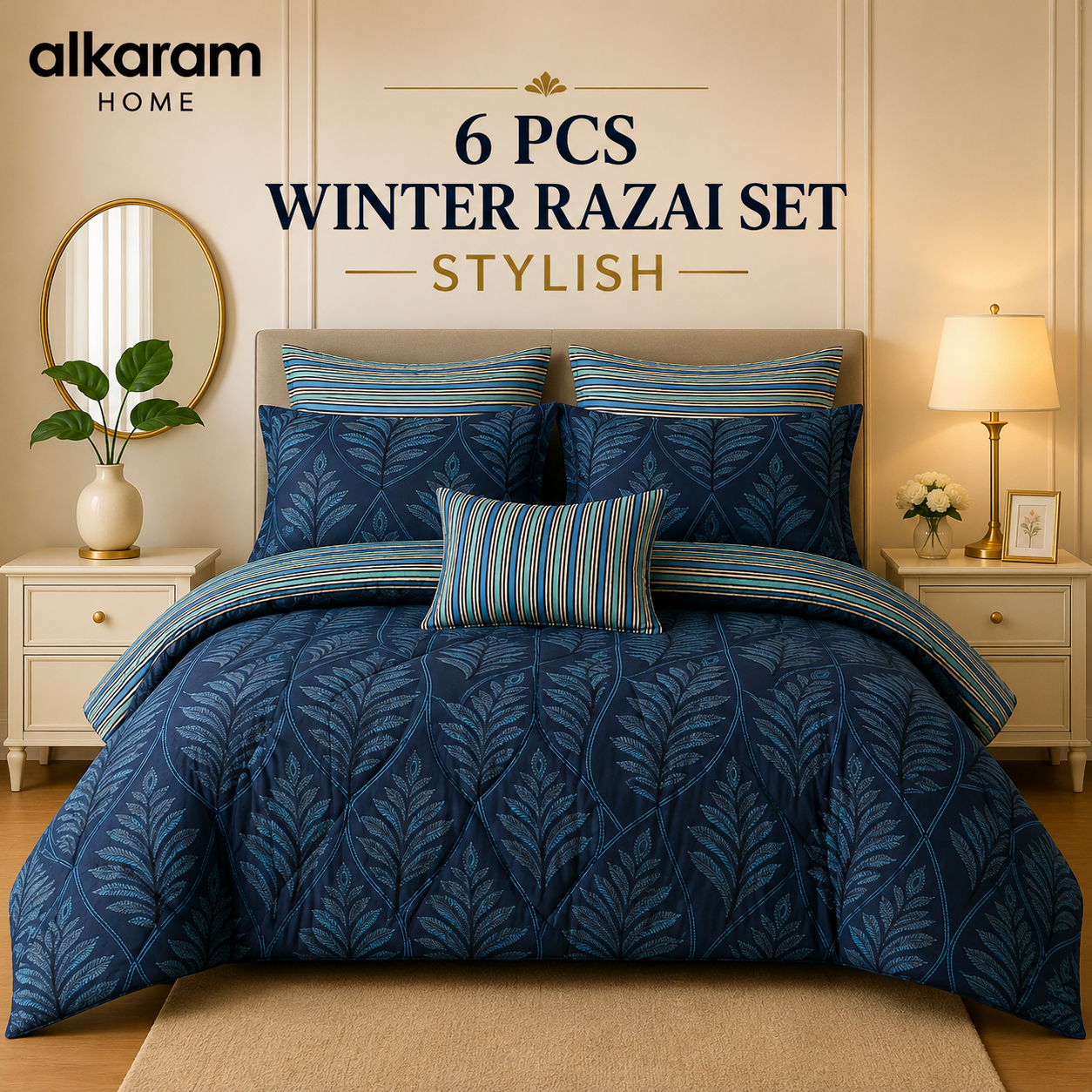 Winter Quilt/Razai set (Heavy Polyester Filling) AKR-103