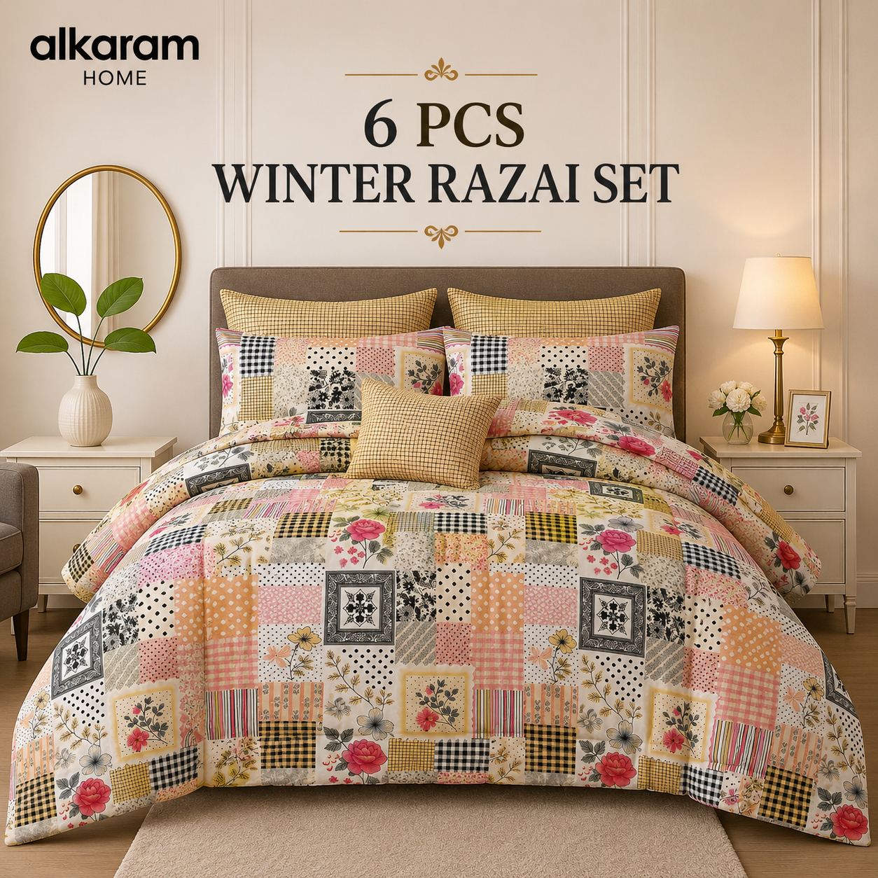 Winter Quilt/Razai set (Heavy Polyester Filling) AKR-104