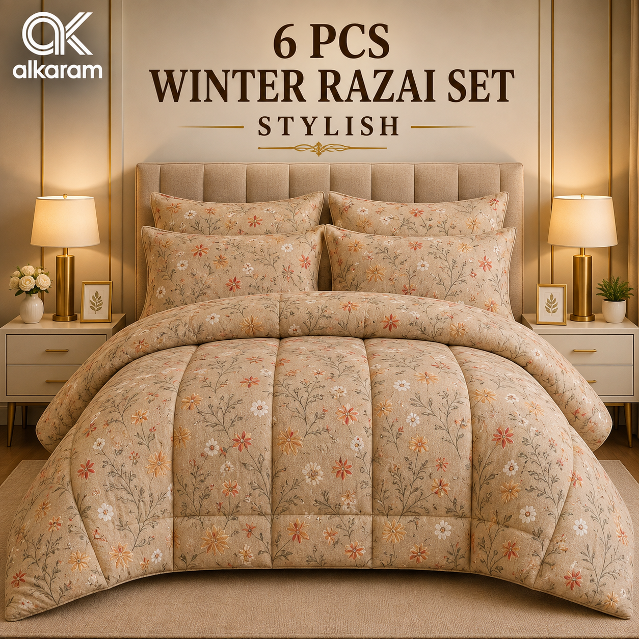 Winter Quilt/Razai set (Heavy Polyester Filling) AKR-73