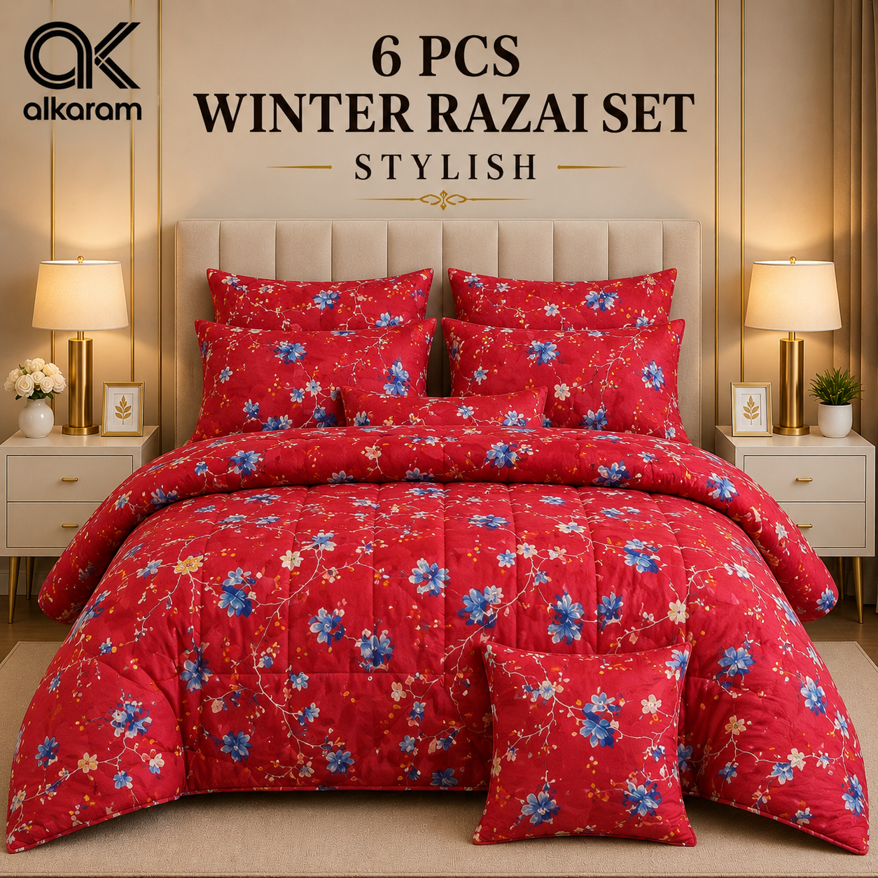 Winter Quilt/Razai set (Heavy Polyester Filling) AKR-81