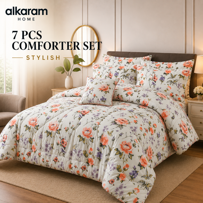 7Pcs Comforter Set King Size Design KCC 679