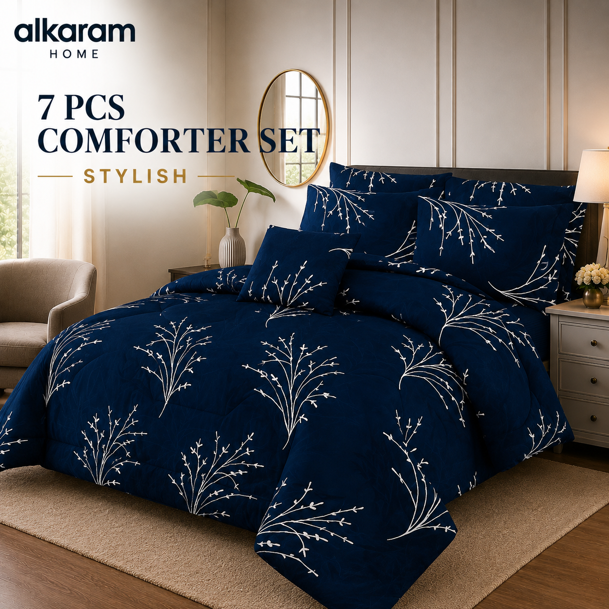 7Pcs Comforter Set King Size Design KCC 678