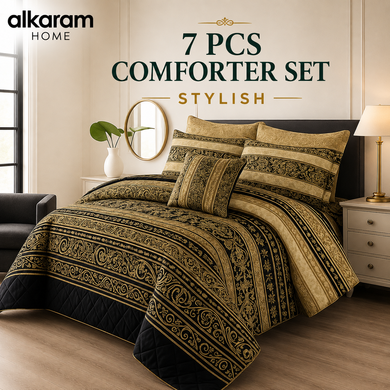 7Pcs Comforter Set King Size Design KCC 683