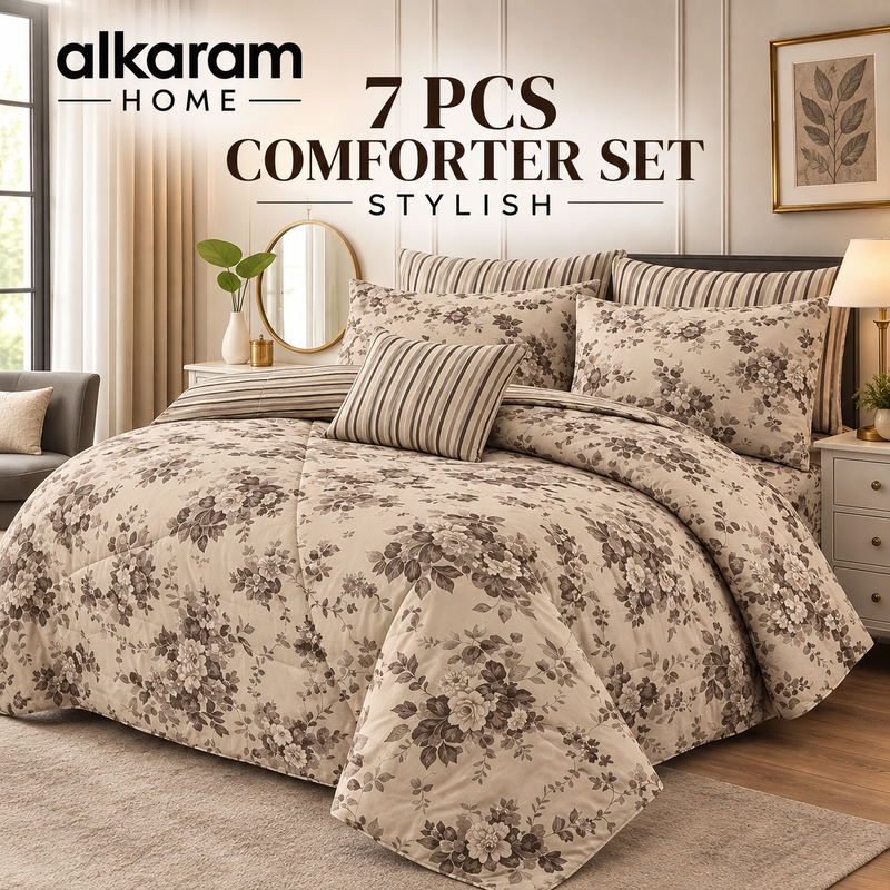 7Pcs Comforter Set King Size Design KCC 695