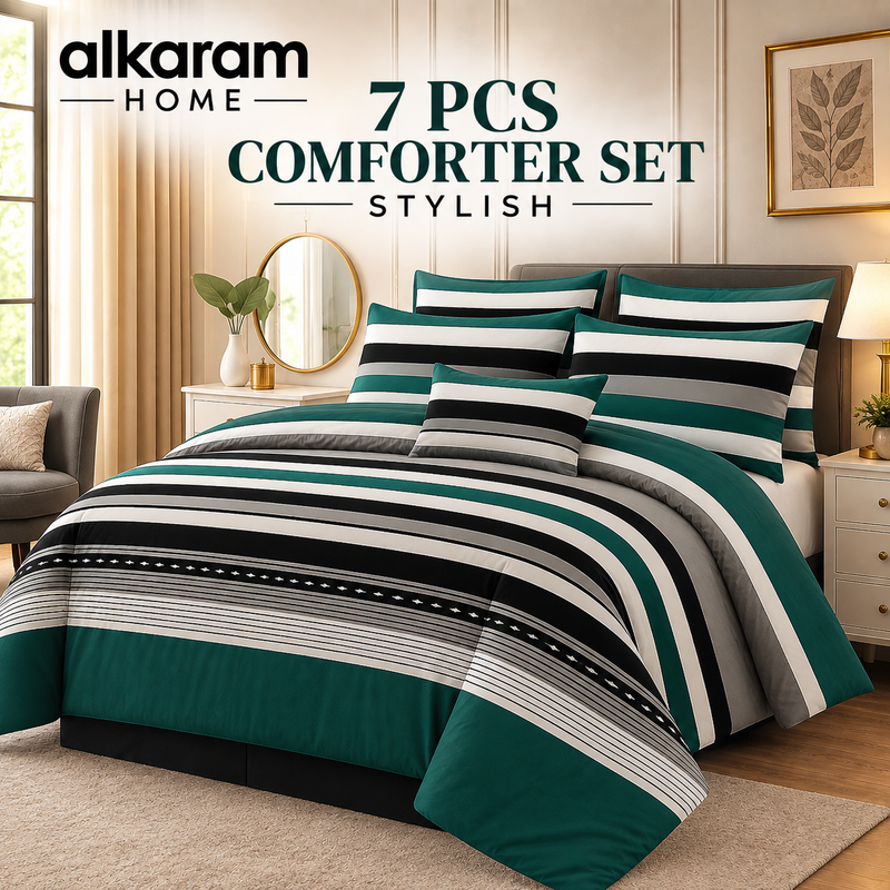 7Pcs Comforter Set King Size Design KCC 694