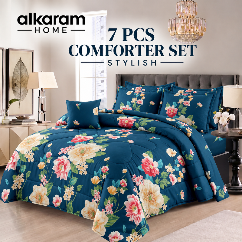 7Pcs Comforter Set King Size Design KCC 706