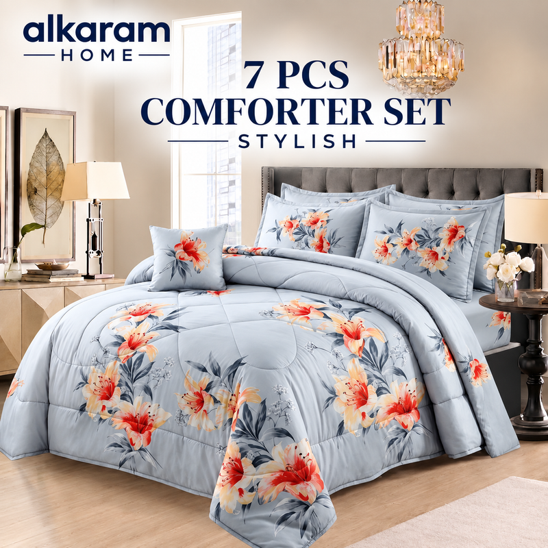 7Pcs Comforter Set King Size Design KCC 704