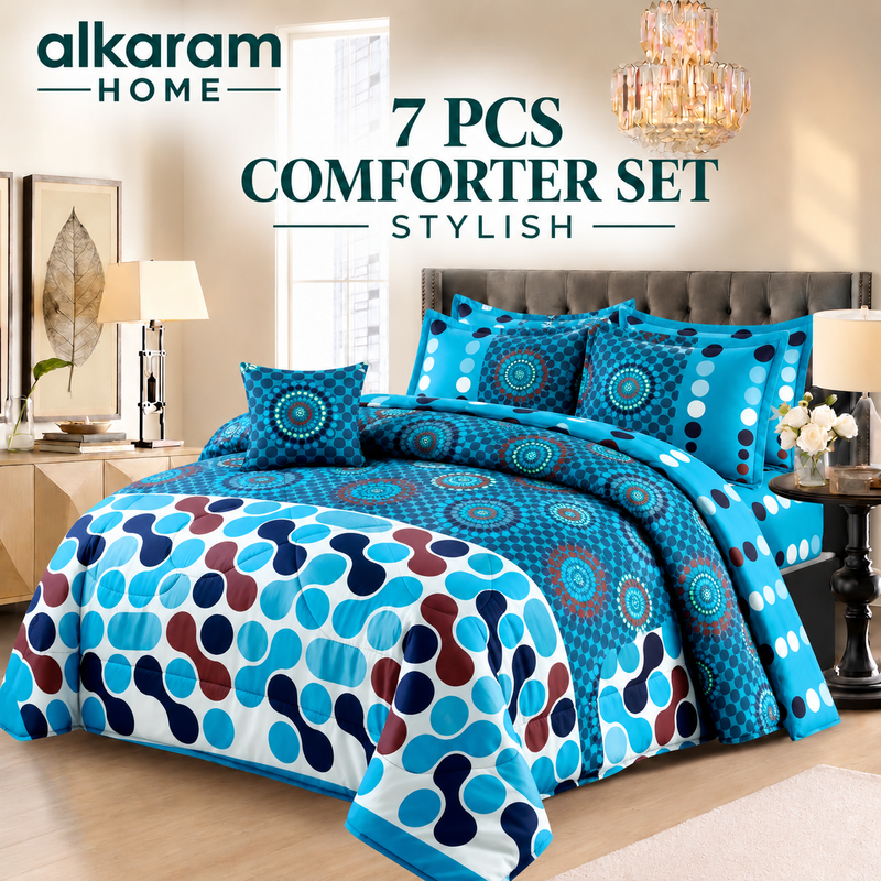 7Pcs Comforter Set King Size Design KCC 701