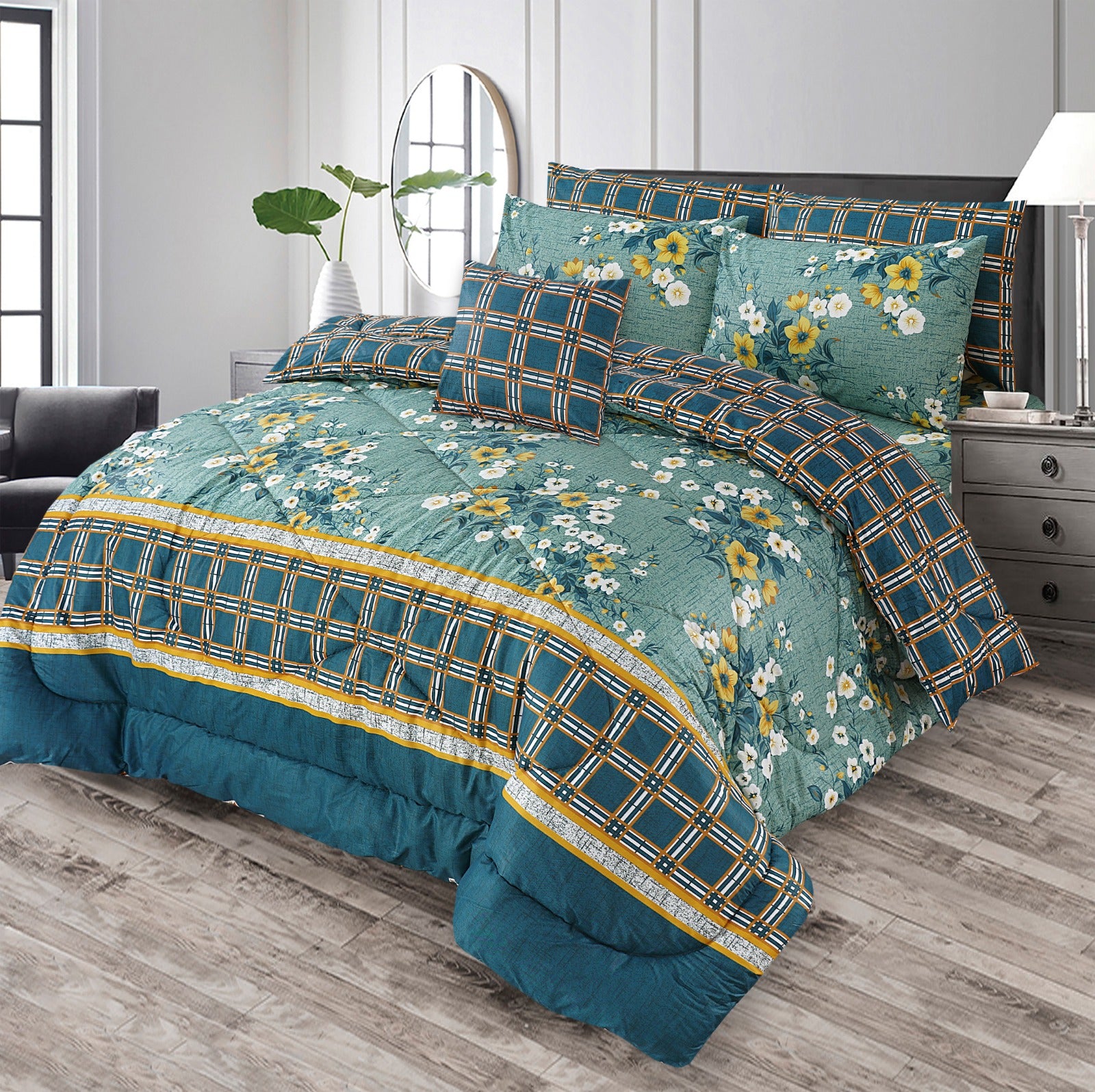 7Pcs Comforter Set King Size Design KCC 635