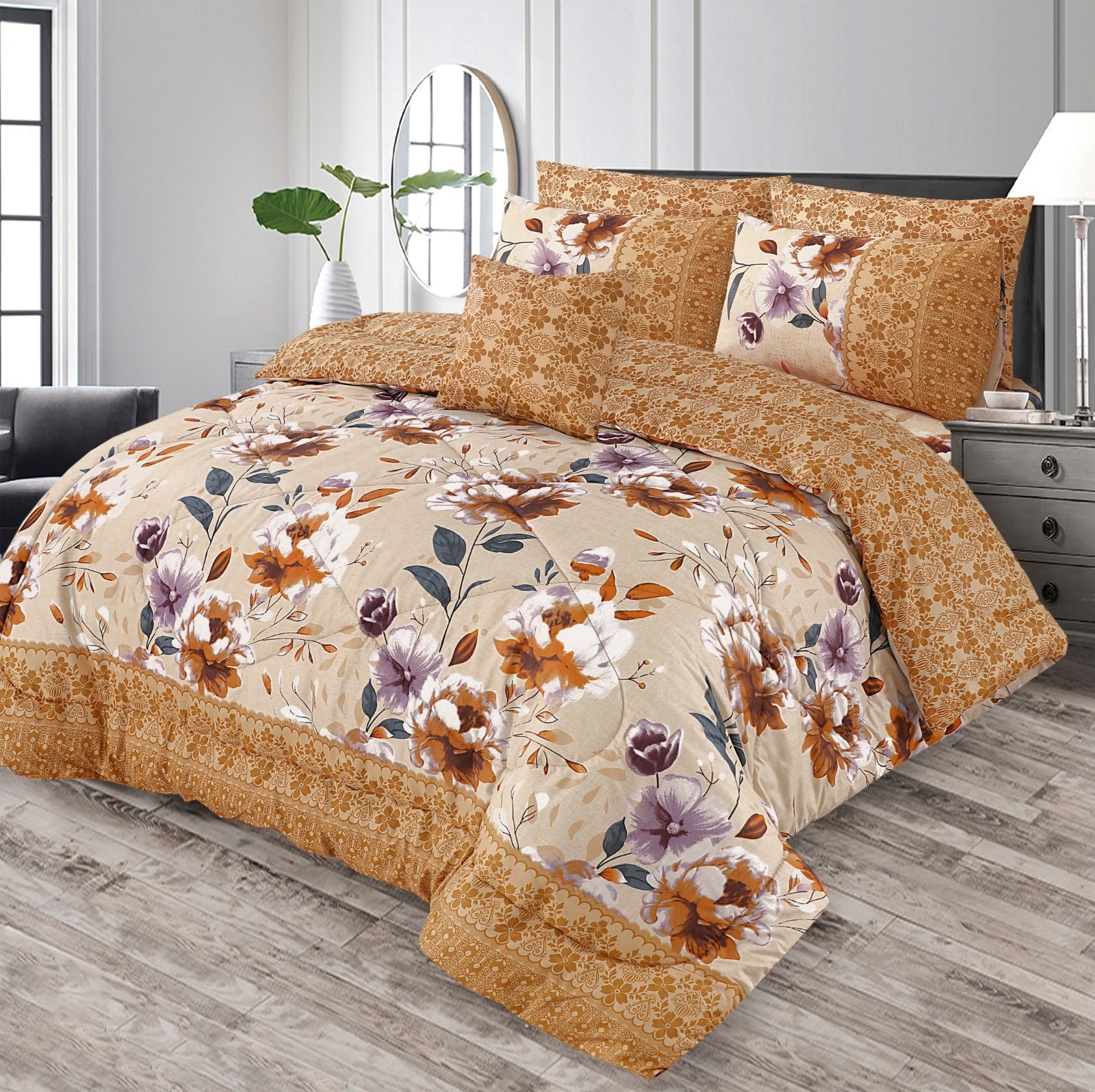 7Pcs Comforter Set King Size Design KCC 638