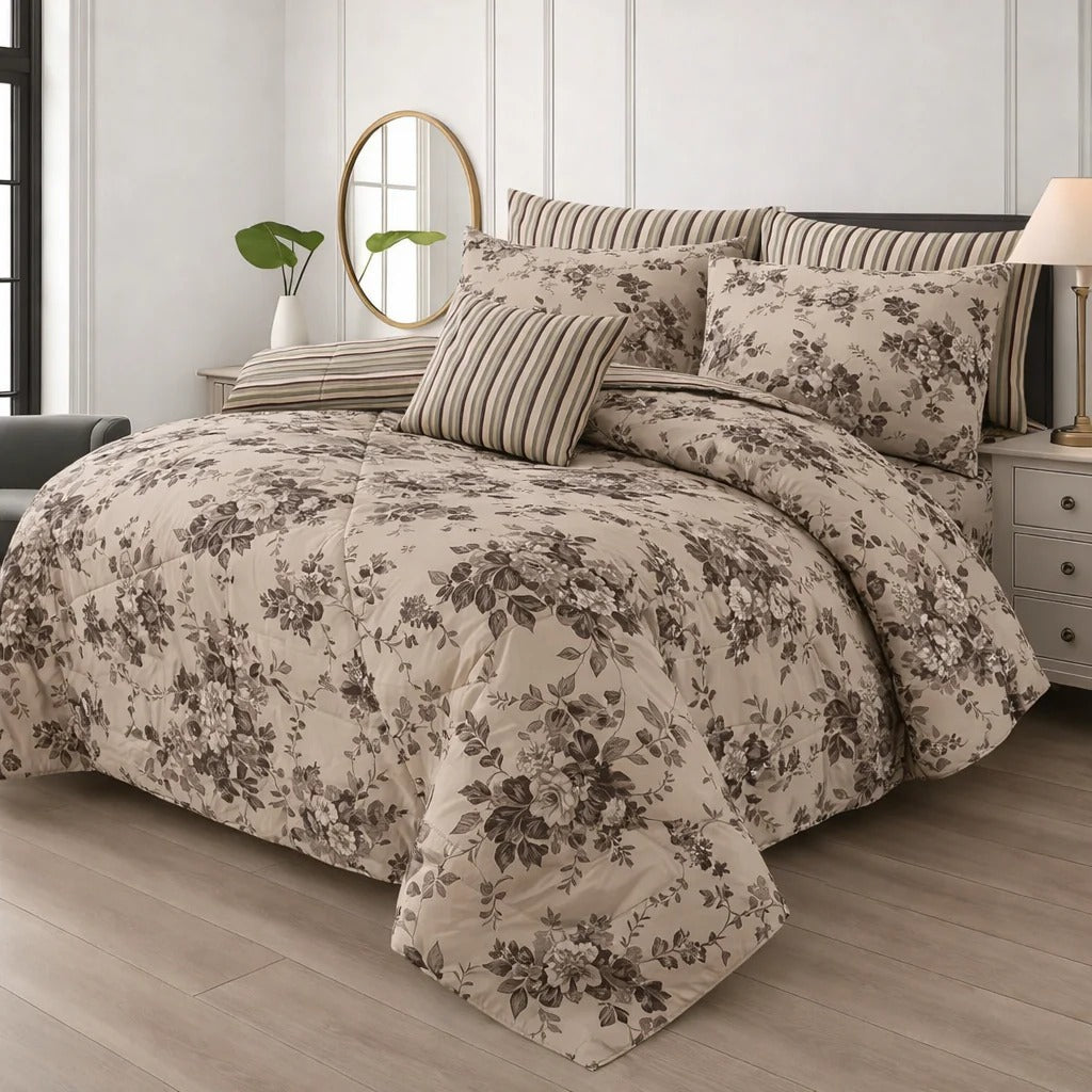 7Pcs Comforter Set King Size Design KCC 652