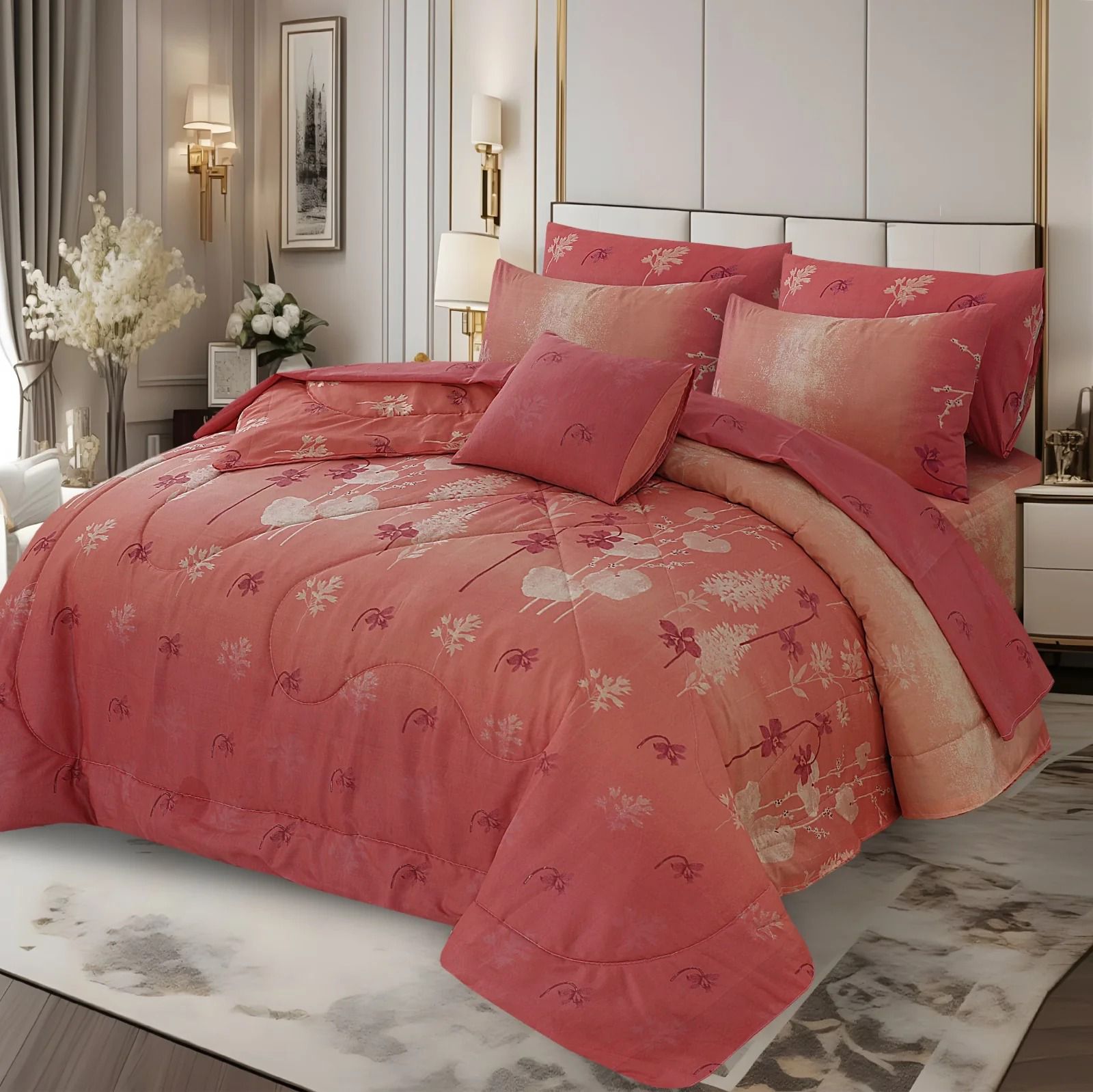 7Pcs Comforter Set King Size Design KCC 621