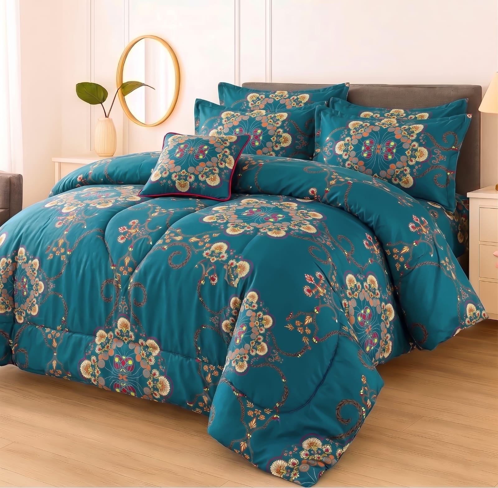 7Pcs Comforter Set King Size Design KCC 646