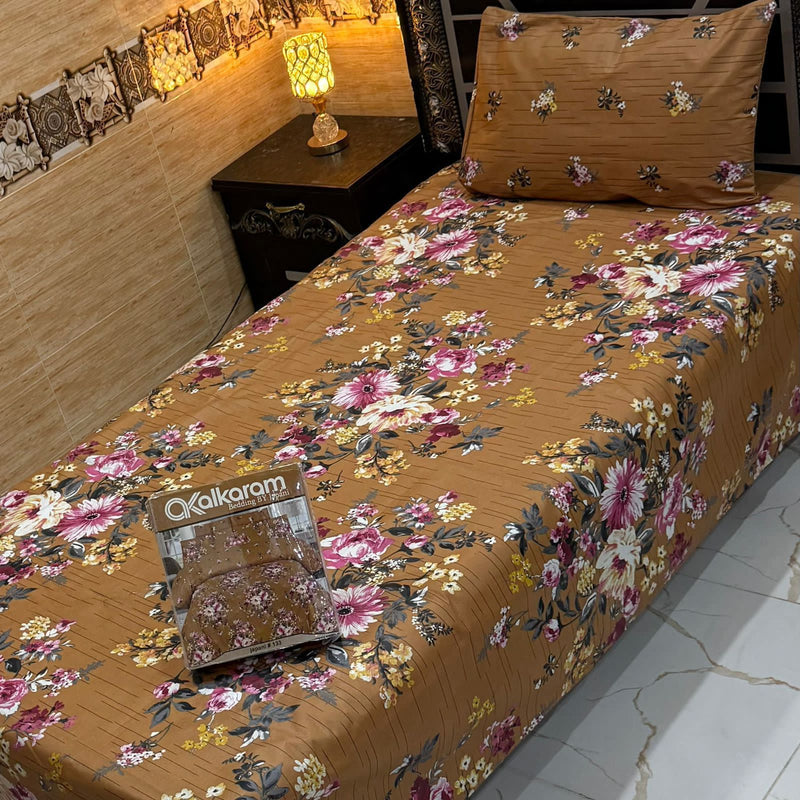 Alkaram single pair pure cotton bed sheet [S-7537]