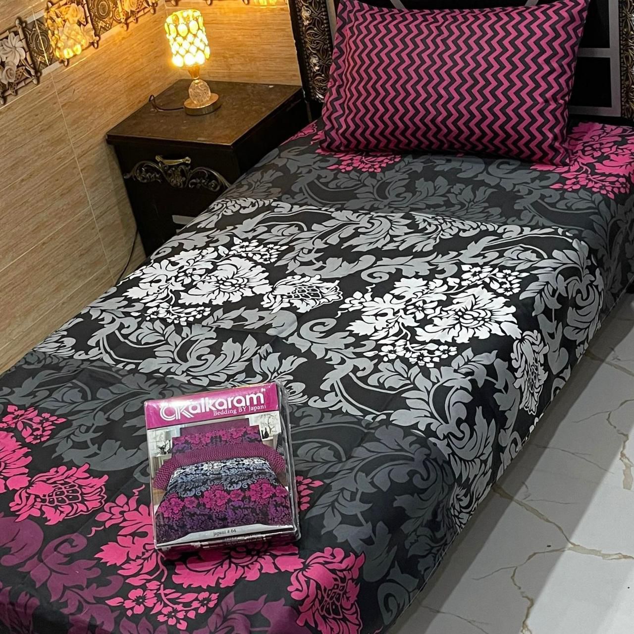 Alkaram single pair pure cotton bed sheet [S-7521]