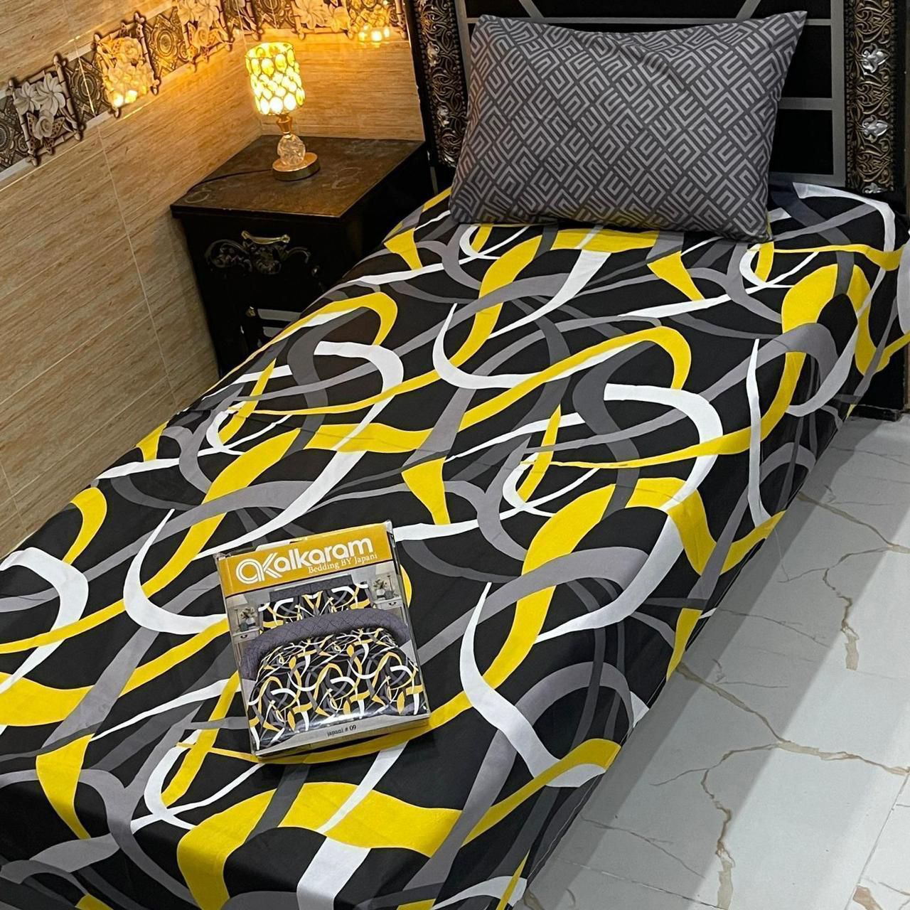Alkaram single pair pure cotton bed sheet [S-7513]