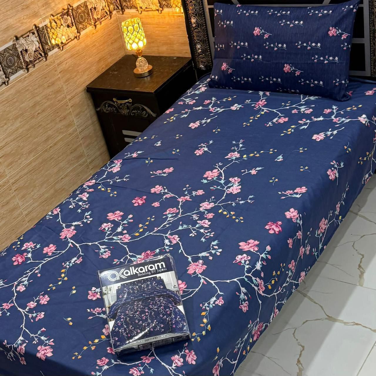 Alkaram single pair pure cotton bed sheet [S-7502]