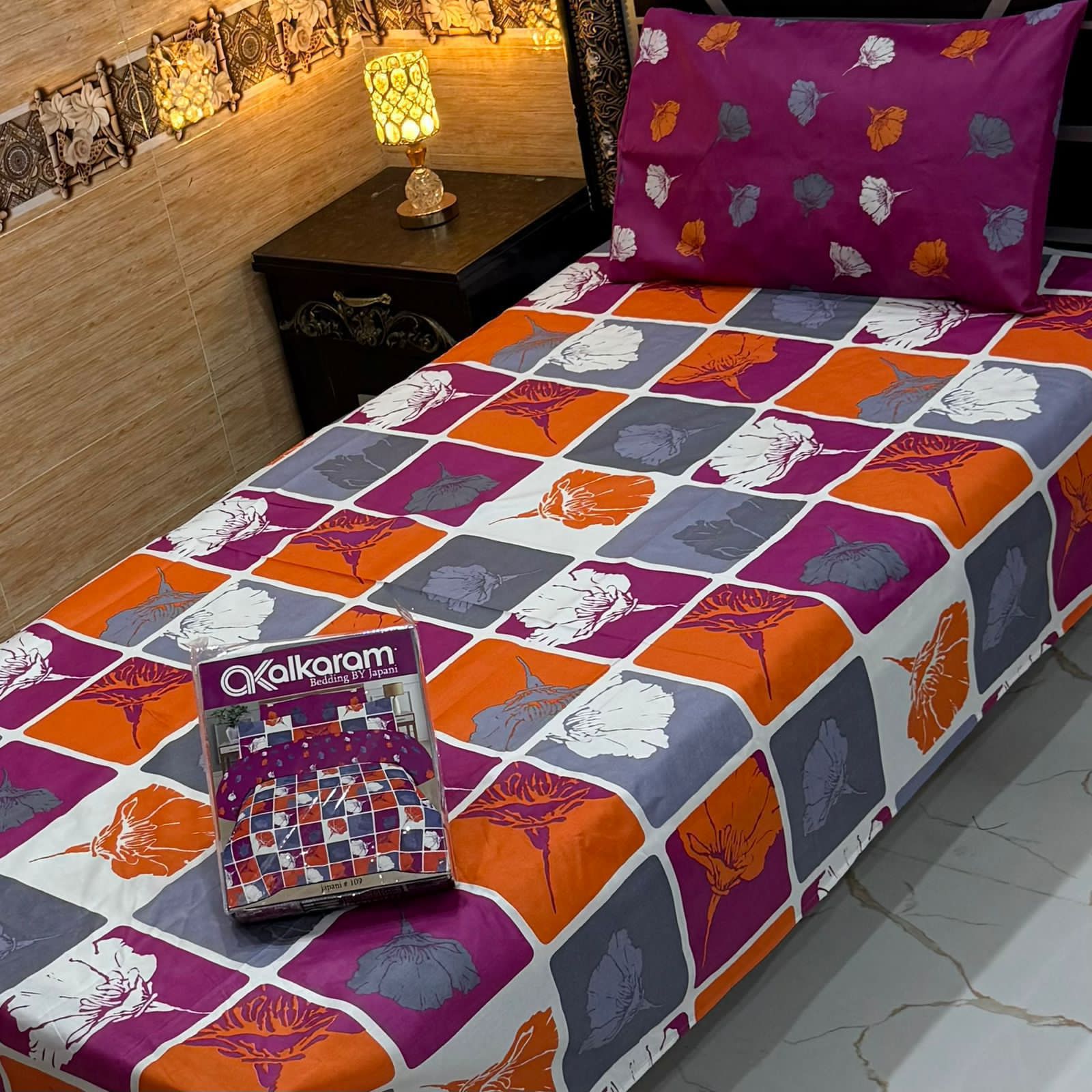 Alkaram single pair pure cotton bed sheet [S-7520]