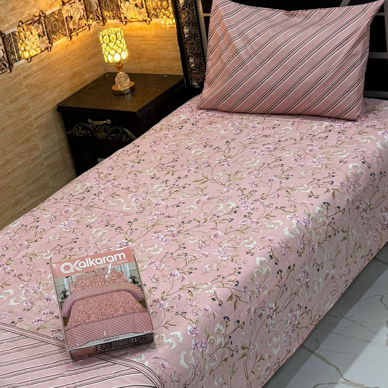 Alkaram single pair pure cotton bed sheet [S-7525]