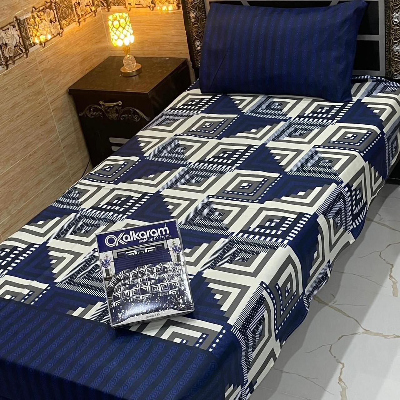 Alkaram single pair pure cotton bed sheet [S-7508]