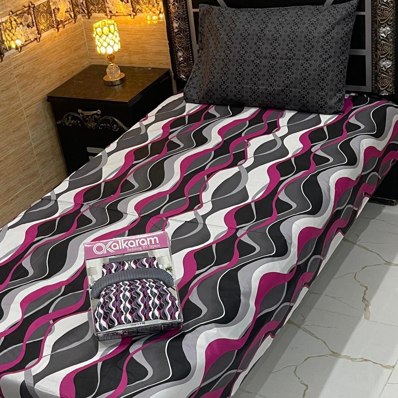 Alkaram single pair pure cotton bed sheet [S-7503]