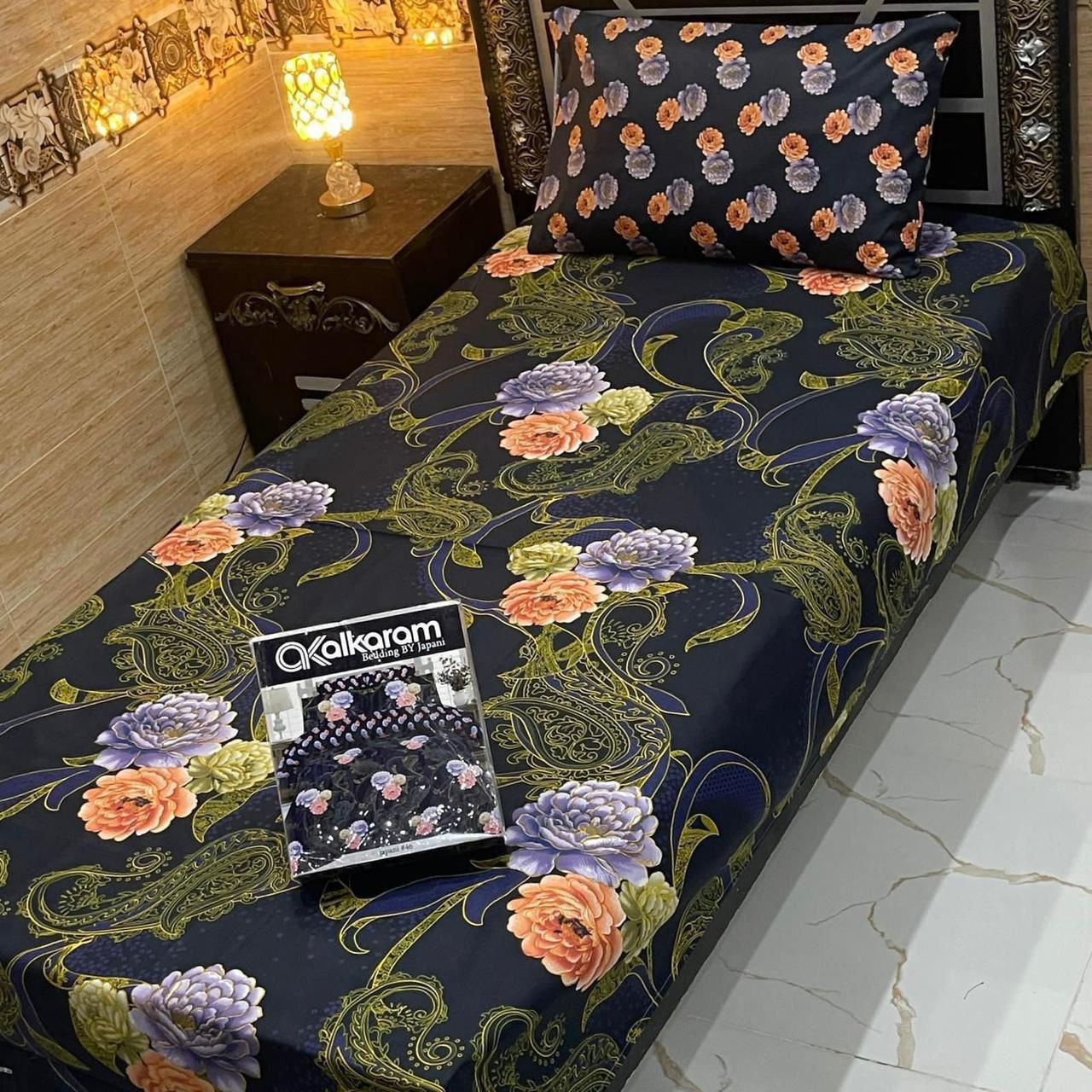 Alkaram single pair pure cotton bed sheet [S-7507]