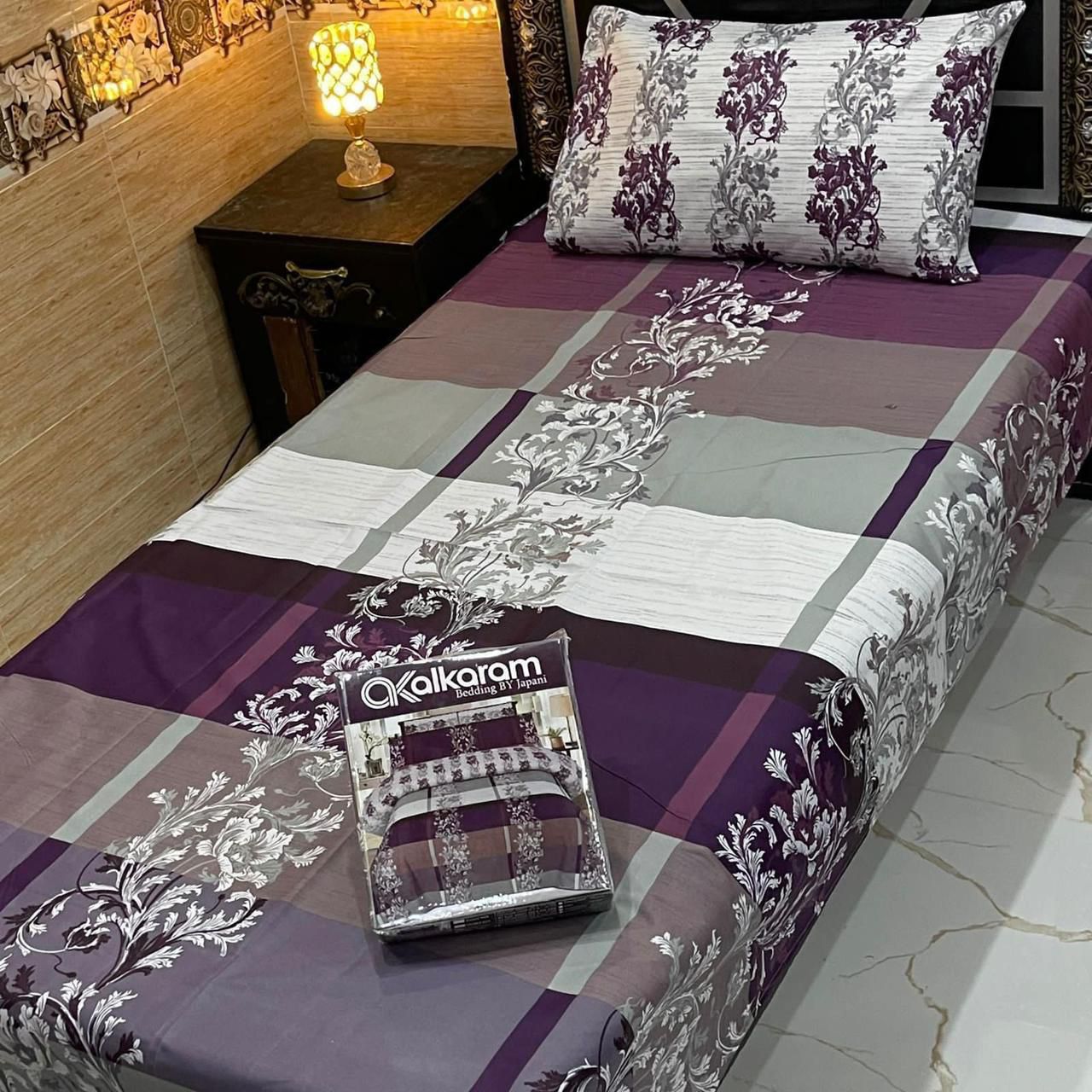 Alkaram single pair pure cotton bed sheet [S-7504]