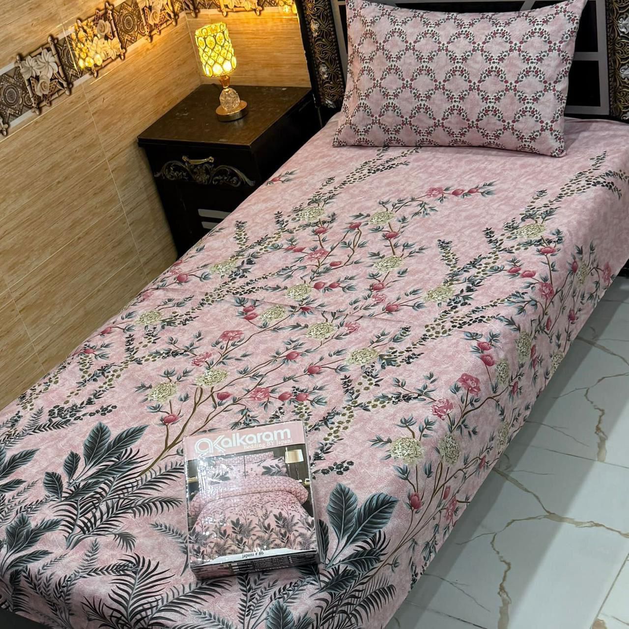 Alkaram single pair pure cotton bed sheet [S-7522]
