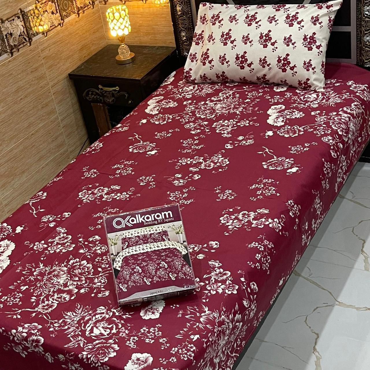 Alkaram single pair pure cotton bed sheet [S-7533]