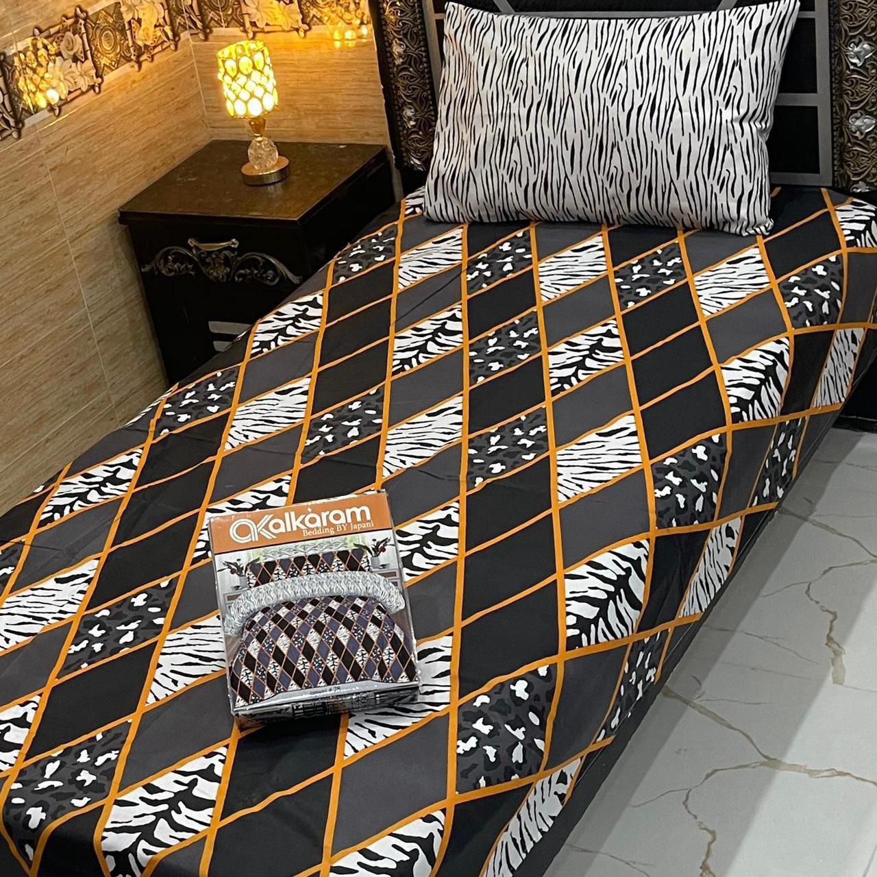Alkaram single pair pure cotton bed sheet [S-7528]