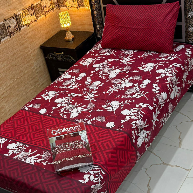 Alkaram single pair pure cotton bed sheet [S-7516]