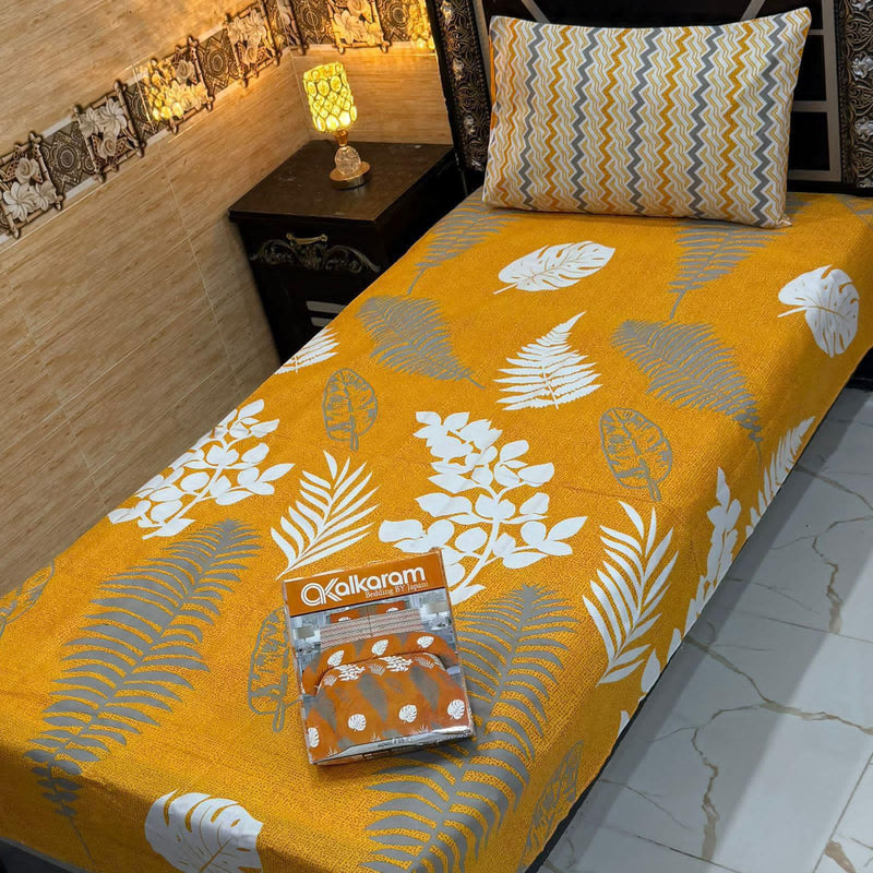 Alkaram single pair pure cotton bed sheet [S-7523]