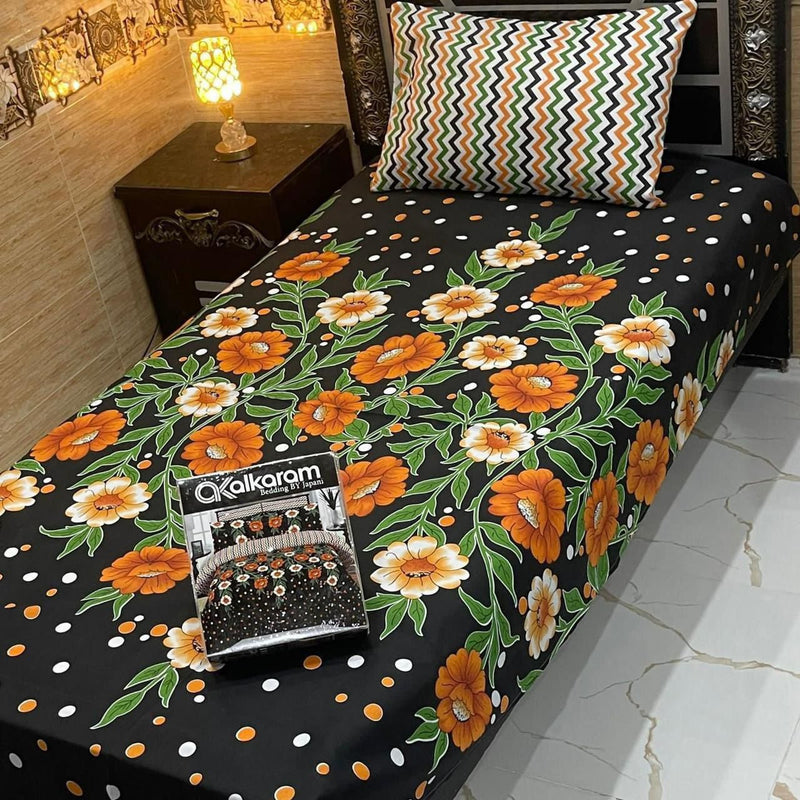 Alkaram single pair pure cotton bed sheet [S-7517]