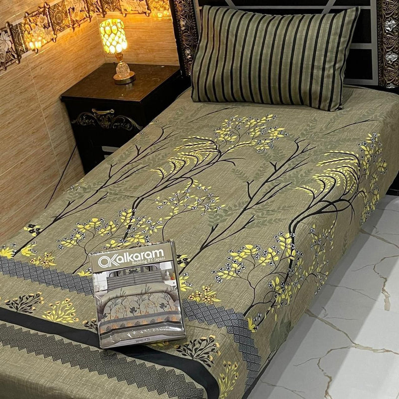 Alkaram single pair pure cotton bed sheet [S-7529]