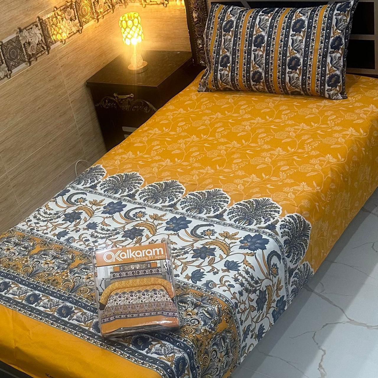 Alkaram single pair pure cotton bed sheet [S-7534]