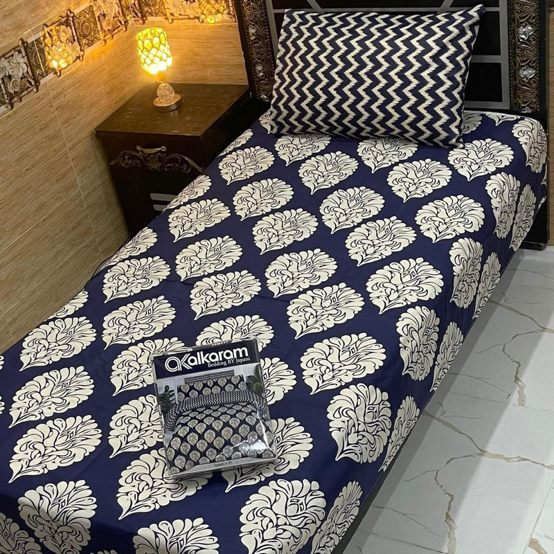 Alkaram single pair pure cotton bed sheet [S-7538]