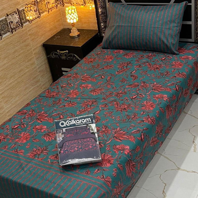 Alkaram single pair pure cotton bed sheet [S-7524]