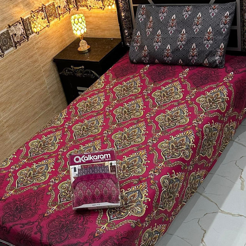 Alkaram single pair pure cotton bed sheet [S-7541]