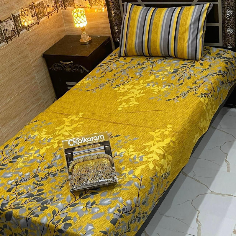 Alkaram single pair pure cotton bed sheet [S-7518]