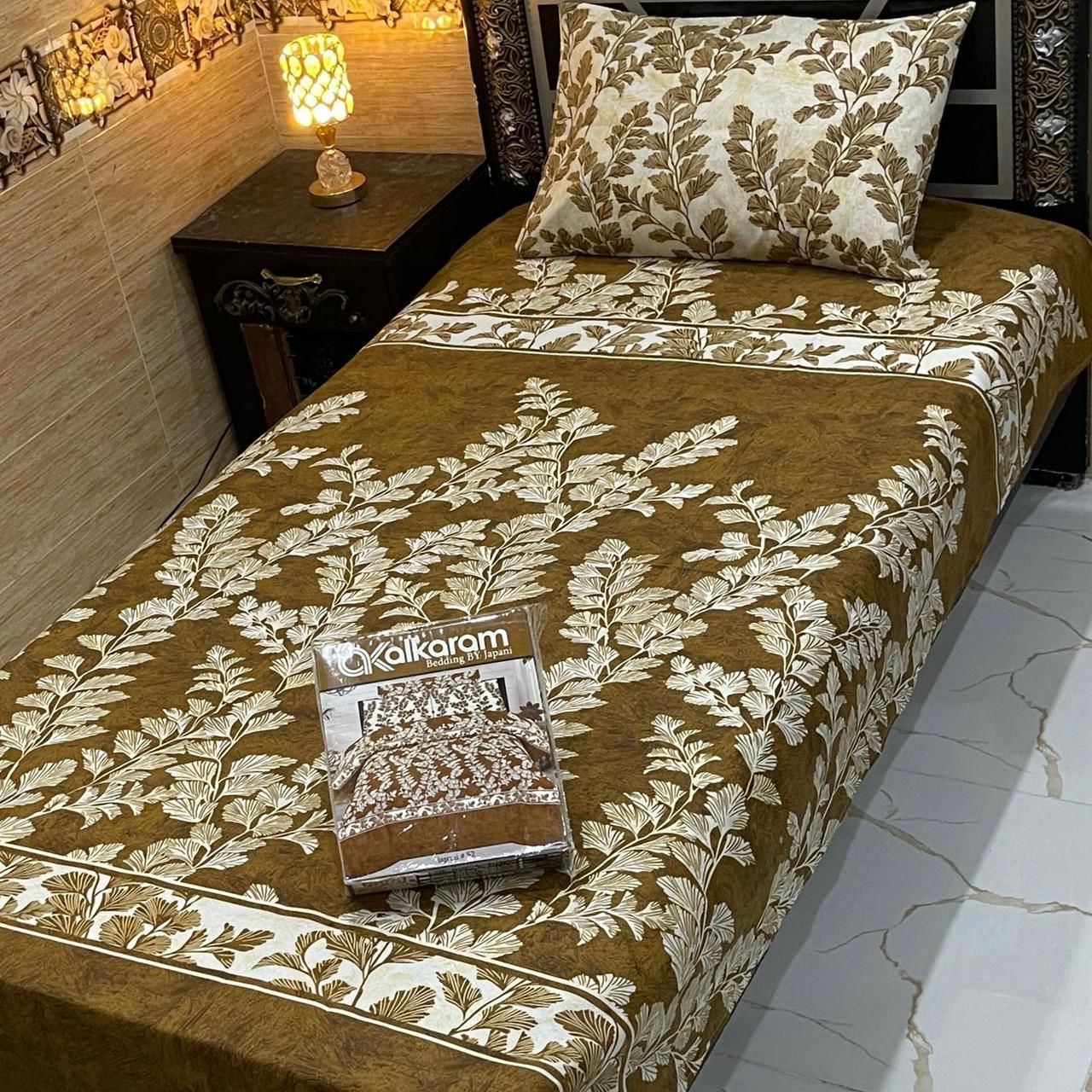 Alkaram single pair pure cotton bed sheet [S-7531]
