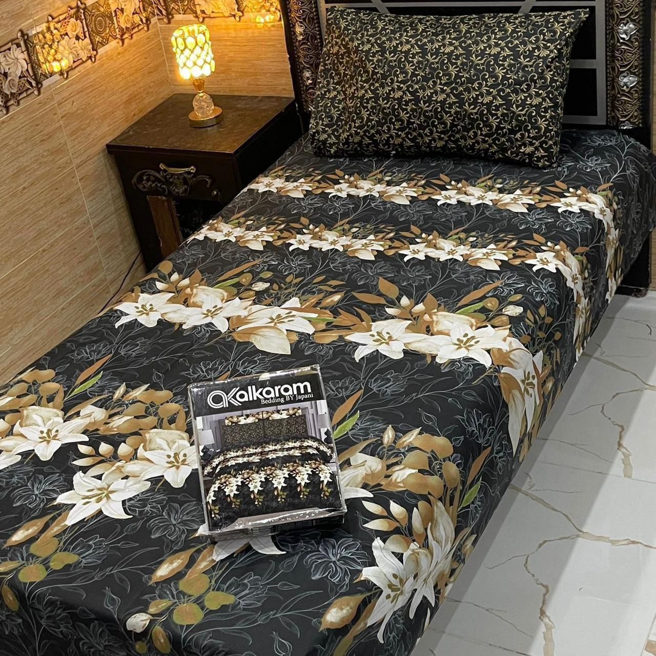 Alkaram single pair pure cotton bed sheet [S-7530]