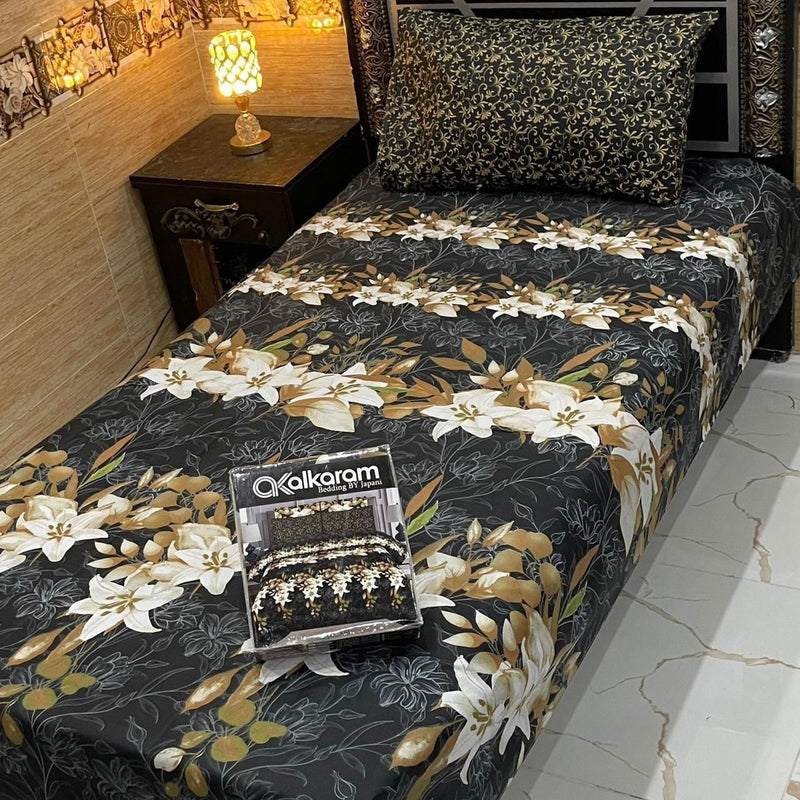 Alkaram single pair pure cotton bed sheet [S-7530]