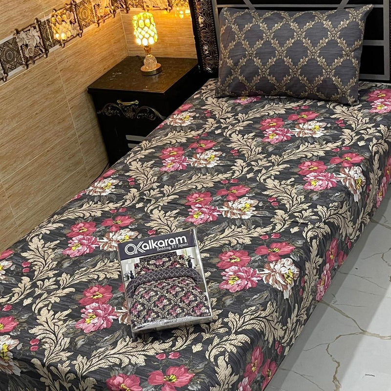 Alkaram single pair pure cotton bed sheet [S-7542]